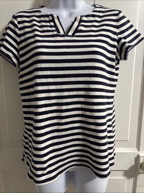 Croft &Barrow Navy and White Striped Top Size M